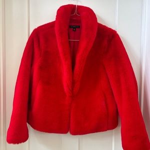 inc International Concepts red faux fur coat